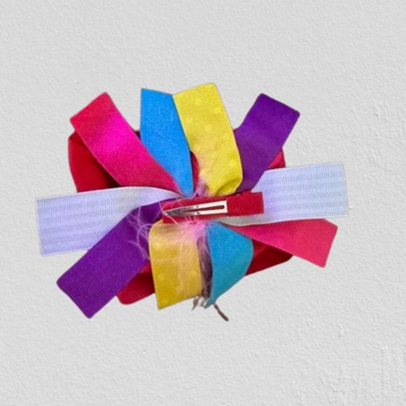 Bright Colors Extreme Deluxe Bow w/ Feather Accents - Picture 2 of 2